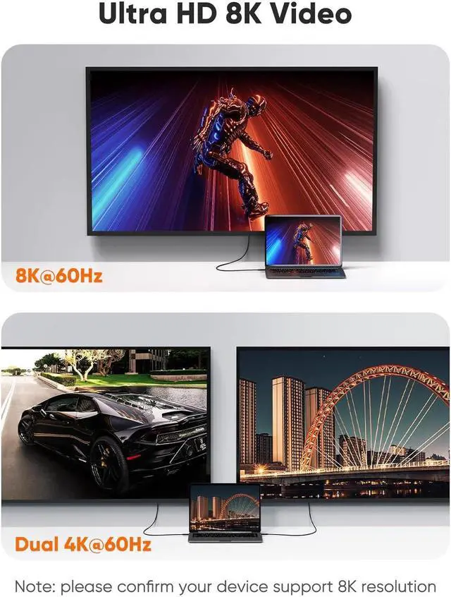 Alt view image 4 of 6 - CableCreation USB 4 Cable (3.3FT/1M) 40Gbps Data Transfer, 240W Fast Charging USB Type C Cable, 8K@60Hz HD Display Video Cord for Thunderbolt 4/3, iPhone 15 Pro Max, MacBook, XPS, Surface, Docking