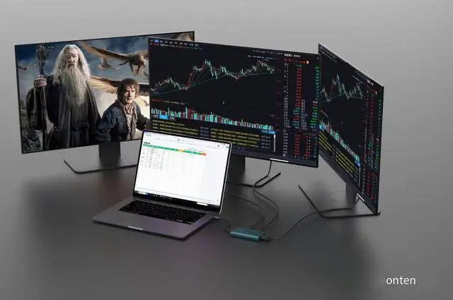 Alt view image 6 of 6 - ONTEN USB-C to Dual HDMI and VGA Adapter