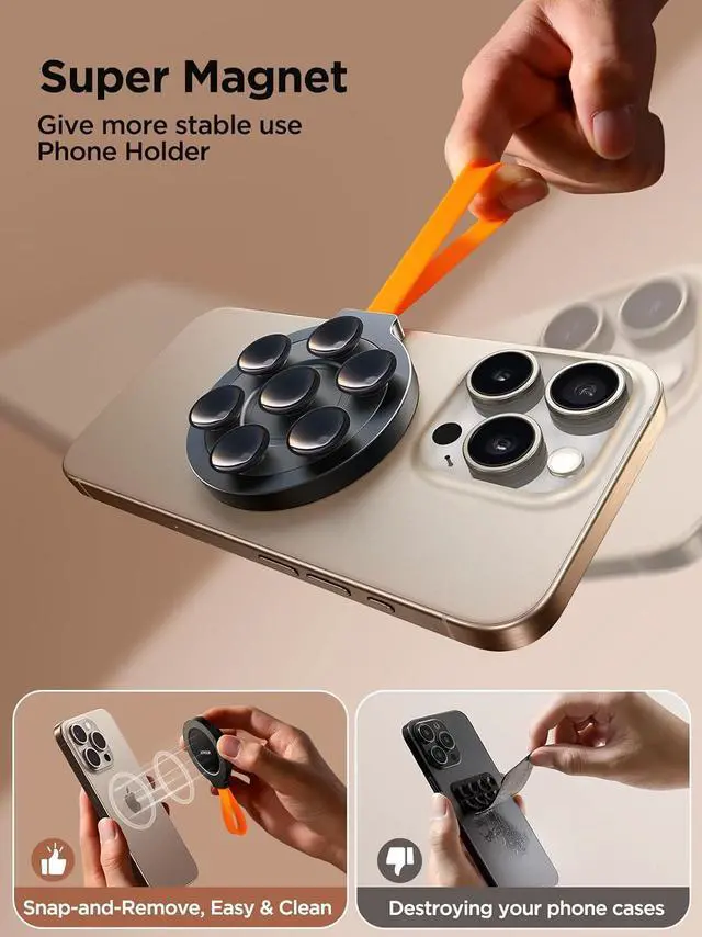 Alt view image 3 of 7 - Magnetic Suction Cup Phone Mount, Silicone Suction Phone Case Grip Stand Holder for MagSafe, Hands-Free Mirror Shower Phone Holder Mount Fit iPhone 16 Pro Max, TikTok Creator|Videos|Selfies