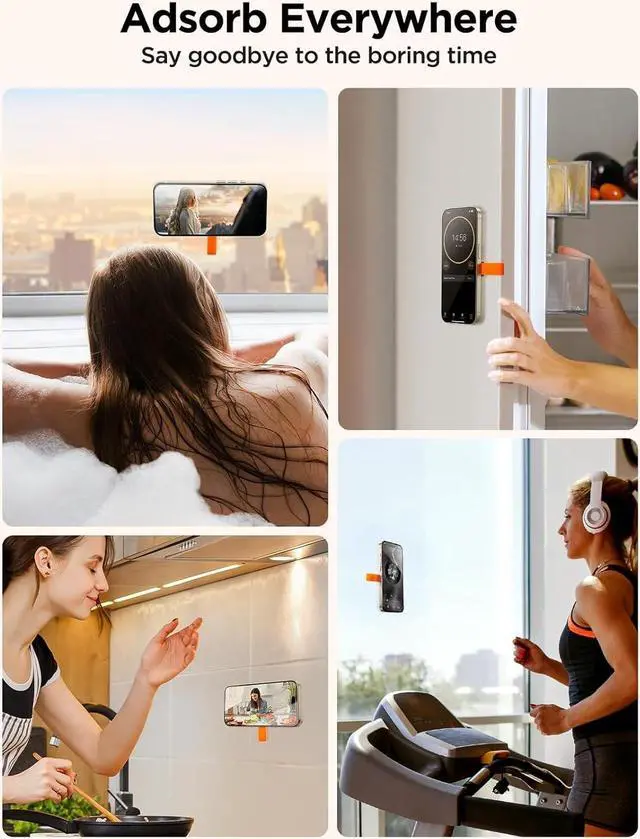 Alt view image 6 of 7 - Magnetic Suction Cup Phone Mount, Silicone Suction Phone Case Grip Stand Holder for MagSafe, Hands-Free Mirror Shower Phone Holder Mount Fit iPhone 16 Pro Max, TikTok Creator|Videos|Selfies
