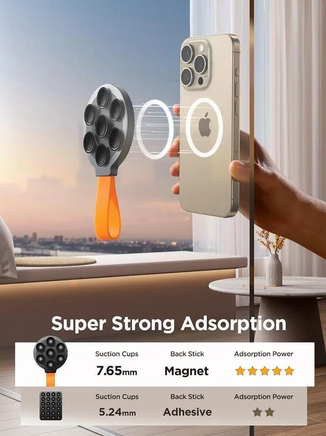 Alt view image 7 of 7 - Magnetic Suction Cup Phone Mount, Silicone Suction Phone Case Grip Stand Holder for MagSafe, Hands-Free Mirror Shower Phone Holder Mount Fit iPhone 16 Pro Max, TikTok Creator|Videos|Selfies