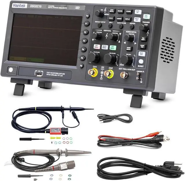 Alt view image 2 of 6 - Hantek DSO2C10 Digital Storage Oscilloscope 100MHz Bandwidth 2CH Dual Channel 1GSa/s 8M Memory Depth with High Voltage Probre
