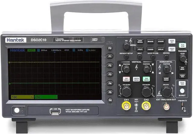Main image of Hantek DSO2C10 Digital Storage Oscilloscope 100MHz Bandwidth 2CH Dual Channel 1GSa/s 8M Memory Depth with High Voltage Probre