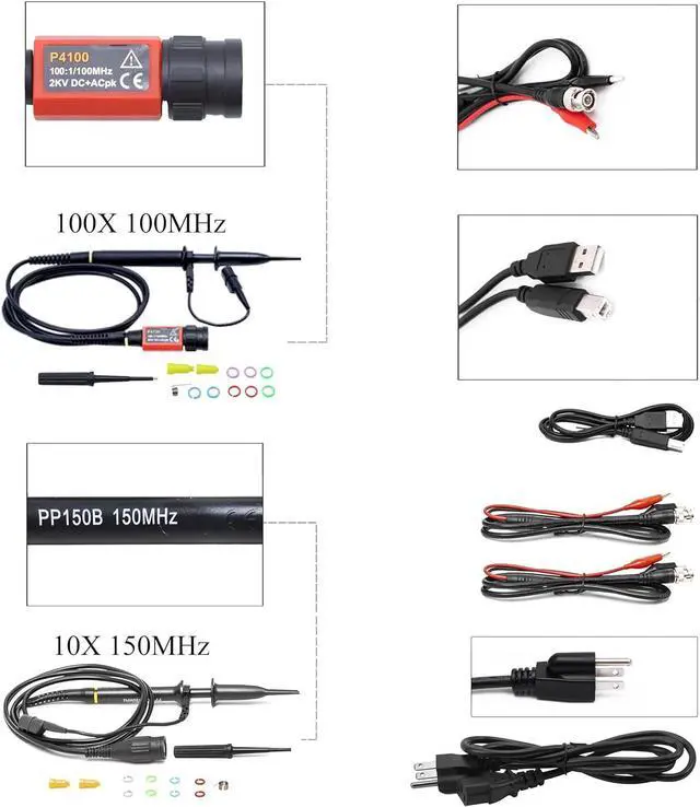 Alt view image 4 of 7 - Hantek DSO2D15 Digital Storage Lab Oscilloscopes150MHz Bandwidth 2CH Dual Channel 1GSa/s 8M Memory Depth with 1CH Waveform Generator with High Voltage Probe
