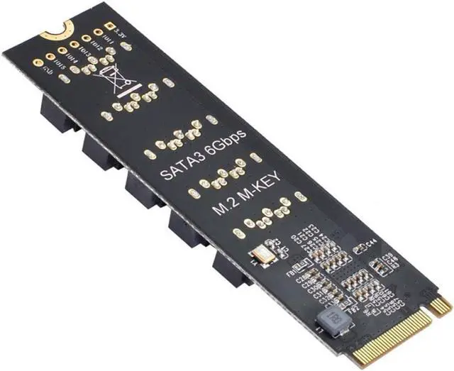 Alt view image 2 of 7 - M.2 NGFF NVME M-Key PCI Express to SATA 3.0 6Gbps 5 Ports Adapter Converter Hard Drive Extension Card JMB585 2280