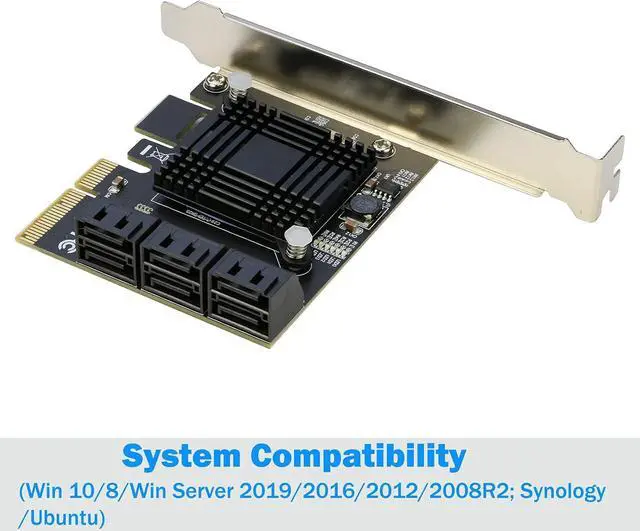 Alt view image 3 of 7 - PCIe SATA Card [6 Ports], PCIe x4 to 6 Port SATA 3.0 6Gbps Expansion Controller Adapter