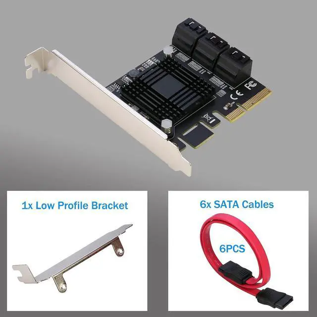 Alt view image 5 of 7 - PCIe SATA Card [6 Ports], PCIe x4 to 6 Port SATA 3.0 6Gbps Expansion Controller Adapter