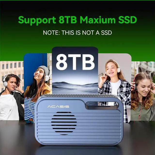 Alt view image 4 of 7 - TB5 80Gbps M.2 NVMe SSD Enclosure, USB4 v2.0 Compatible with Thunderbolt 5/TB3/TB4 Transfer Rates Over 6000MB/s, Works with Mac M4 Pro