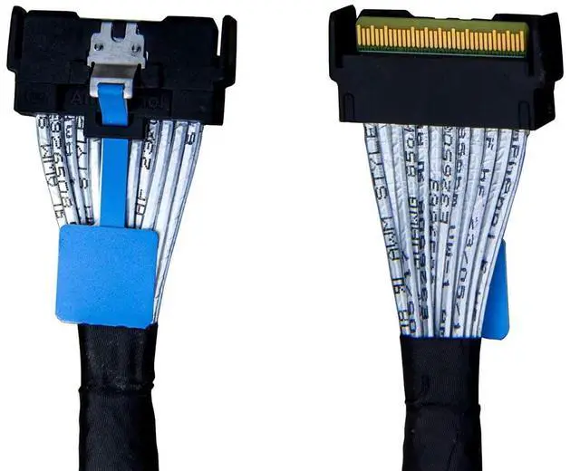 Alt view image 2 of 5 - PCIe Gen4 SlimSAS 4X to U.2 NVMe Adapter,SFF-8654 38P to SFF-8639 68P Cable with Power, 75CM