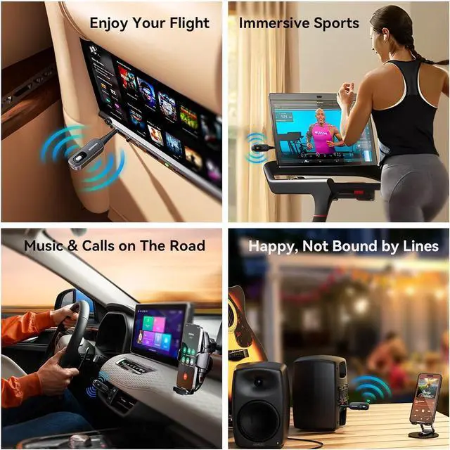 Alt view image 5 of 7 - Bluetooth 5.1 Aux Adapter Receiver & Transmitter Rechargeable for Airpods Headphones Speaker, 3.5mm Aux Audio Jack Adapter for Airplane Treadmill Flight MP3 Player TV Car Home Stereo System