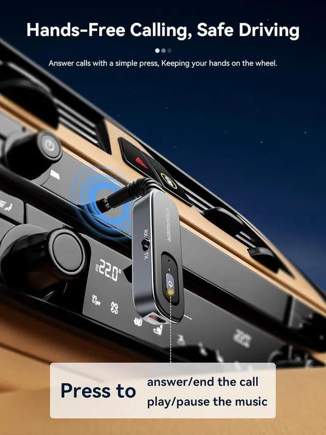 Alt view image 4 of 7 - Bluetooth 5.1 Aux Adapter Receiver & Transmitter Rechargeable for Airpods Headphones Speaker, 3.5mm Aux Audio Jack Adapter for Airplane Treadmill Flight MP3 Player TV Car Home Stereo System
