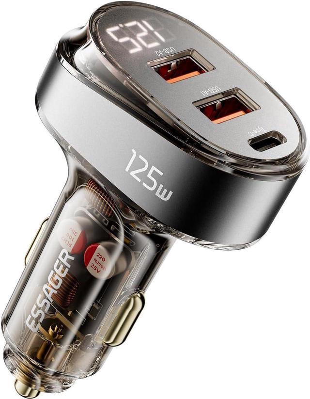Main image of Laptop Car Charger 125W Super Fast Charging with USB PD/PPS/QC 3.0(Voltmeter&LED) Universal Quick Charge for 12-24V Car Cigarette Lighter Plug,Compatible with iPhone MacBook iPad
