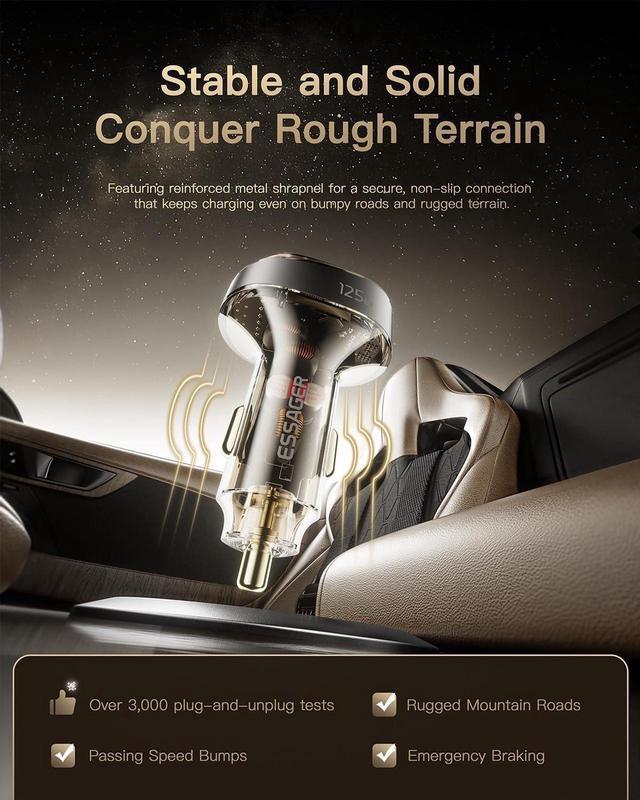 Alt view image 6 of 7 - Laptop Car Charger 125W Super Fast Charging with USB PD/PPS/QC 3.0(Voltmeter&LED) Universal Quick Charge for 12-24V Car Cigarette Lighter Plug,Compatible with iPhone MacBook iPad