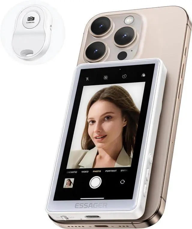 Main image of ESSGAER Magnetic Phone Vlog Selfie Monitor Screen, HD Display with Bluetooth Remote for Selfie Vlog Live Stream TikTok Compatible with iPhone & Android