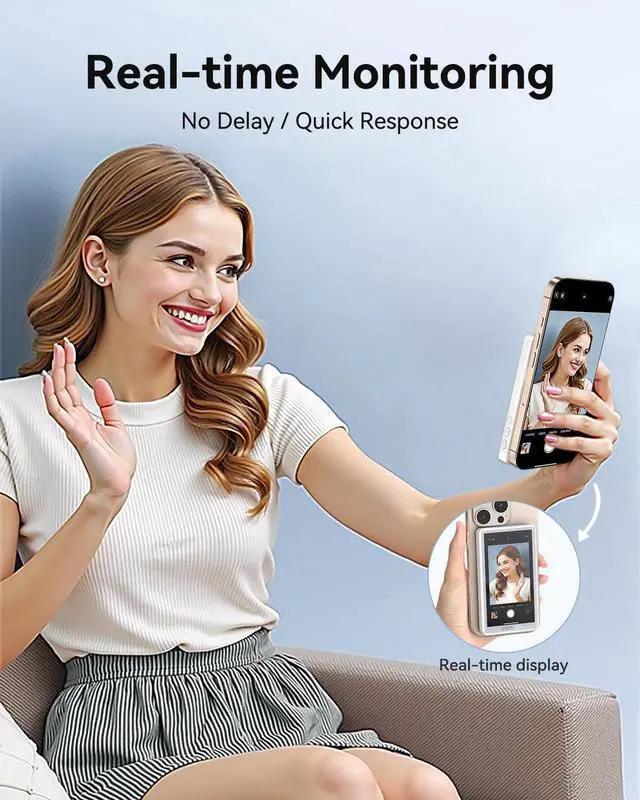 Alt view image 2 of 7 - ESSGAER Magnetic Phone Vlog Selfie Monitor Screen, HD Display with Bluetooth Remote for Selfie Vlog Live Stream TikTok Compatible with iPhone & Android