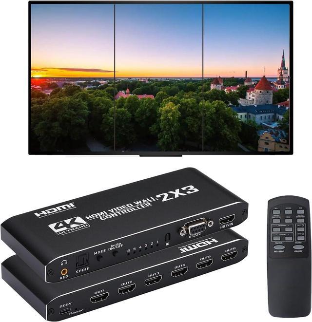 Main image of Video Wall Controller, 4K@30Hz 2X3 TV Wall Processor with 1 HDMI Input+ 6 HDMI Output + Audio Out, with RS232. Support 180° Rotate, 6 Output Support Images Stitching 2x3 2x2 1x6 6x1 etc