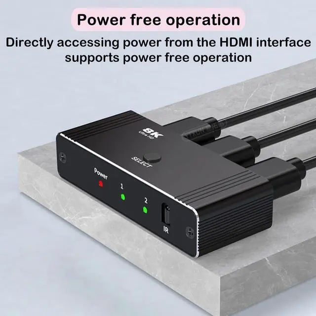 Alt view image 7 of 7 - HDMI Switch, 8K Bi-Directional HDMI 2.1 Switcher Splitter, Supports 8K@60Hz, 4K@120Hz, 1080P@240Hz, HDR, 3D, Dolby Compatible with PS5 Xbox Blu-Ray Player etc