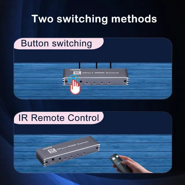Alt view image 6 of 7 - 8K@60Hz HDMI 2.1 Switch, 8K HDMI Switcher Splitter 2 in 1 Out, Supports 8K@60Hz, 4K@120Hz, 1080P@240Hz, HDR10+, 3D, Dolby Compatible with PS5 Xbox Blu-Ray Player etc