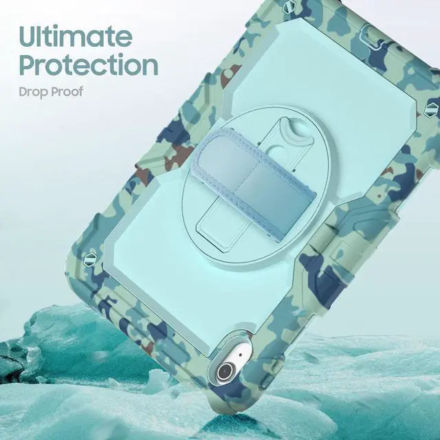 Alt view image 4 of 7 - Case for iPad (A16) 11th/ 10th Generation Case 11''/ 10.9 Inch (2025/2022) - Heavy Duty Protective Cover with Screen Protector, Stand, Shoulder Strap & Pencil Holder | Kids-Friendly - Camouflage Blue