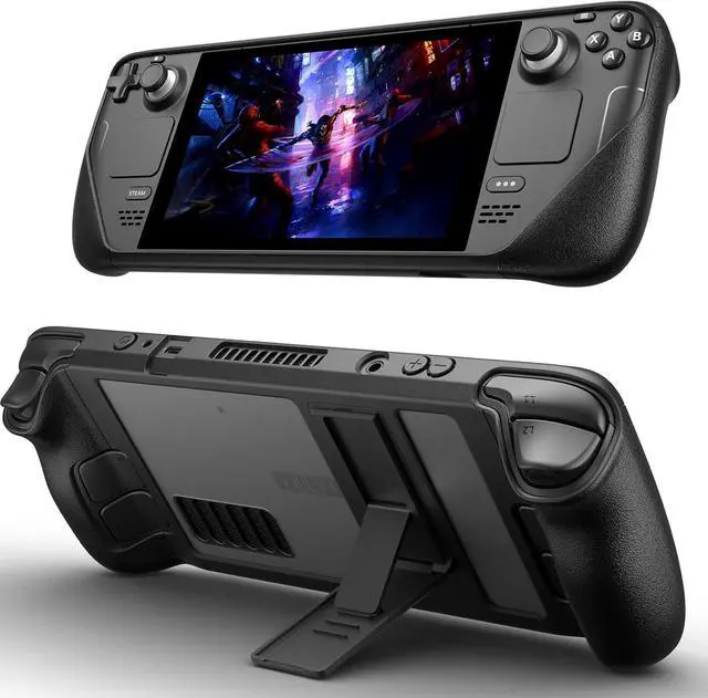 Main image of Kickstand Case Compatible with Steam Deck/OLED, PC0105 Upgrade The Adjustable Angle Stand Steam Deck Cover TPU Protective Case, Shock-Absorption, Non-Slip and Anti-Scratch Design