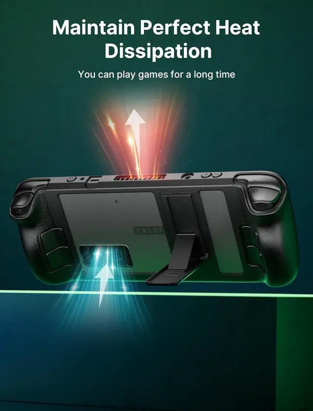 Alt view image 3 of 6 - Kickstand Case Compatible with Steam Deck/OLED, PC0105 Upgrade The Adjustable Angle Stand Steam Deck Cover TPU Protective Case, Shock-Absorption, Non-Slip and Anti-Scratch Design