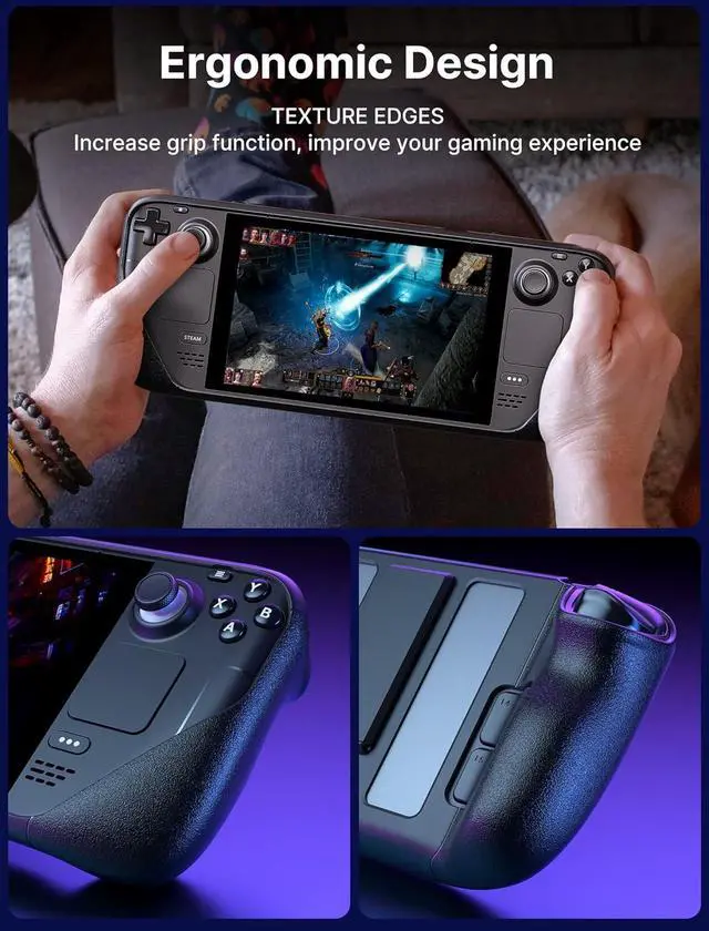 Alt view image 5 of 6 - Kickstand Case Compatible with Steam Deck/OLED, PC0105 Upgrade The Adjustable Angle Stand Steam Deck Cover TPU Protective Case, Shock-Absorption, Non-Slip and Anti-Scratch Design