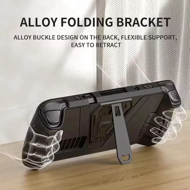 Alt view image 2 of 5 - Thin Fit Pro Protective Steam Deck  Case with Kickstand TPU & PC Cover with Shock-Absorption Anti-Scratch Cover - Black