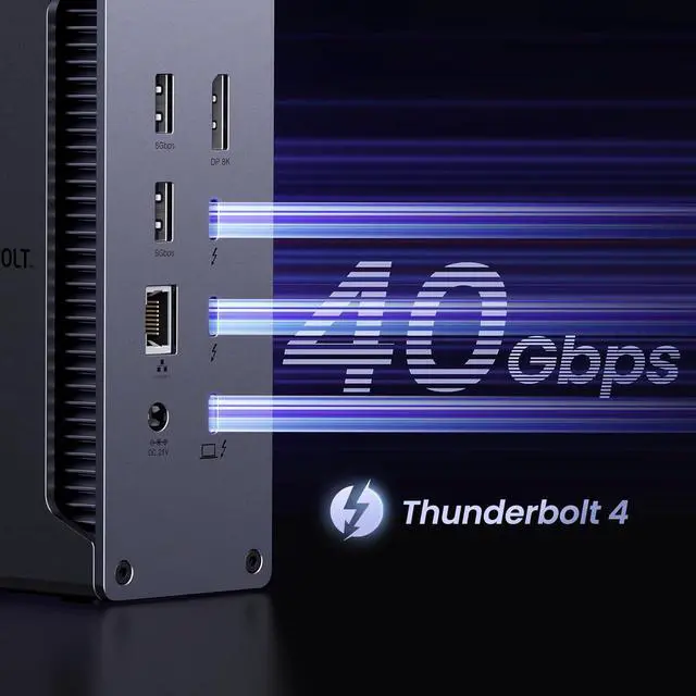 Alt view image 4 of 7 - Revodok Max 213 Thunderbolt 4 Dock, 13-in-1 40Gbps Docking Station with Dual 4K@60Hz or Single 8K Display, 90W Charging for Laptop, 2.5GbE, SD/TF 4.0 for MacBook Windows PC Laptops and More