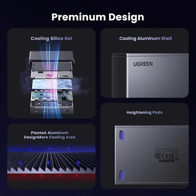 Alt view image 5 of 7 - Revodok Max 208 8-in-1 Thunderbolt 4 Dock - 40Gbps Hub, 3 x Thunderbolt 4, Dual 4K@60Hz or Single 8K Display, 85W Charging, Gigabit Ethernet, 3 x USB A 3.2 for Mac M1/M2/M3/M4 Pro/Max