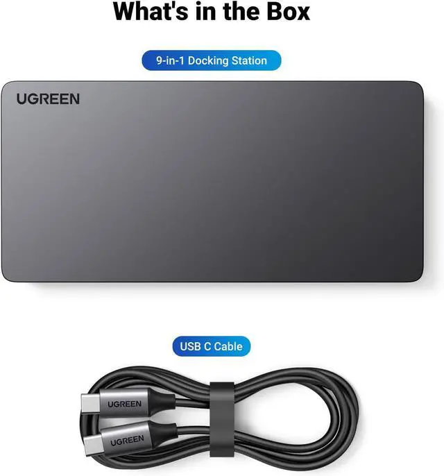 Alt view image 7 of 7 - Revodok Pro 209 USB C Docking Station, DisplayLink 9-in-1 Dual 4K@60hz Monitor Dock for MacBook & Windows with 2 DP & 2 HDMI, 10 Gbps USB C & USB-A Data Ports, 100W PD, Gig Ethernet