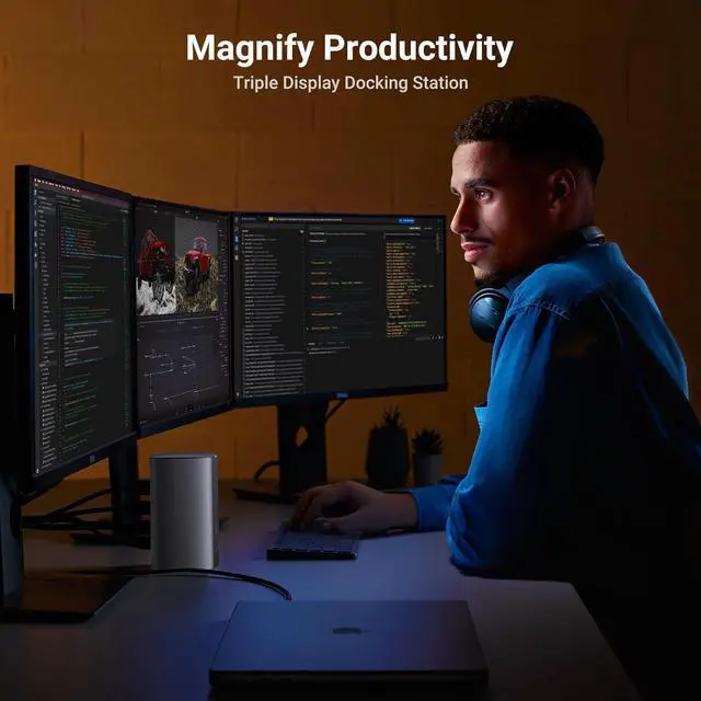 Alt view image 6 of 6 - Revodok Pro 312 USB C Docking Station, DisplayLink 12-in-1 Triple Display Dock for Mac & Win with 8K/4K HDMI DP, 10Gbps USB A & C, 100W PD, G Ethernet, SD/TF, 3.5mm