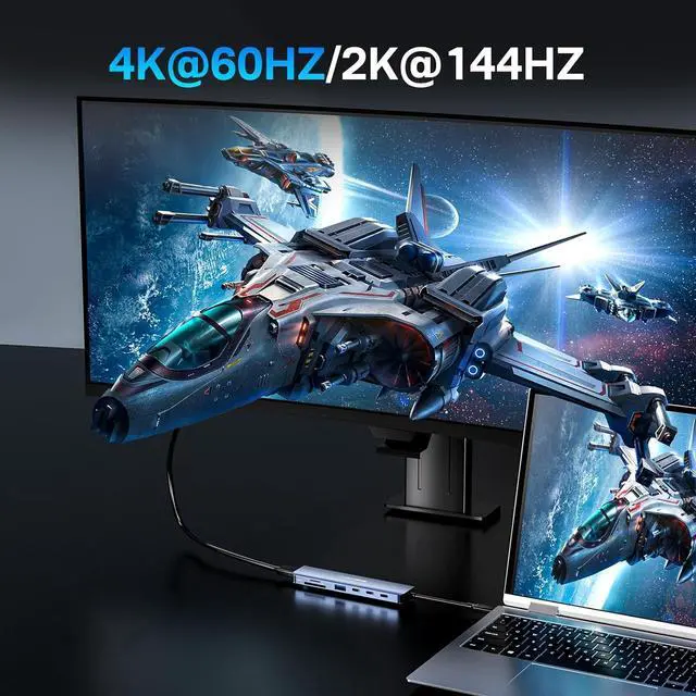 Alt view image 4 of 7 - ACASIS 7-in-1 USB C Hub Multiport Adapter With 4K@60HZ HDMI, 2 USB C, 1 USB A, PD 100W, SD/TF Card Reader for MacBook, Mac Mini, Laptop