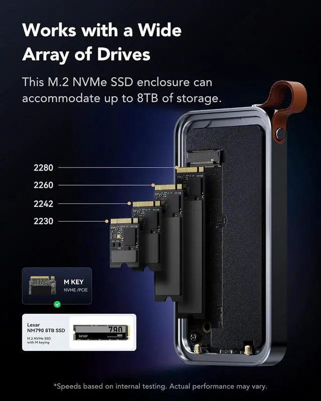 Alt view image 3 of 7 - E750 40Gbps M.2 NVMe SSD Enclosure, Tool Free Installation Compatible with Thunderbolt 4/3/USB4/3.2/3.1/3.0/2.0, Expand MacBook and Mac mini, Up to 8TB Support M Key 2230/2242/2260/2280 SSD Size