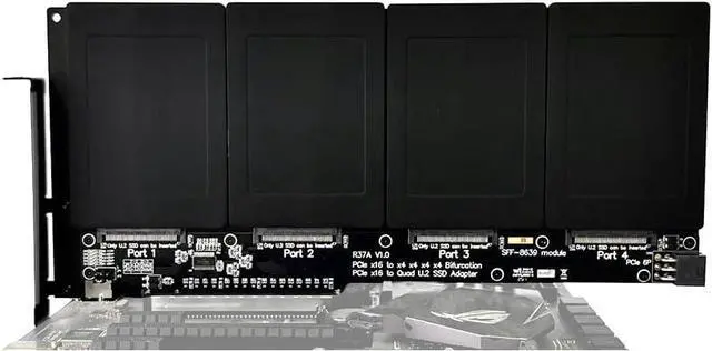 Alt view image 3 of 7 - ADT-R37 PCIe5.0x16 to 4-Port U.2/EDSFF Hard Disk Split Card 4x128Gbps 1 to 4 Expansion Adapter Compatible with Gen3/Gen4/Gen5 (R37D 5.0,to 4* E1.S/E3.S)