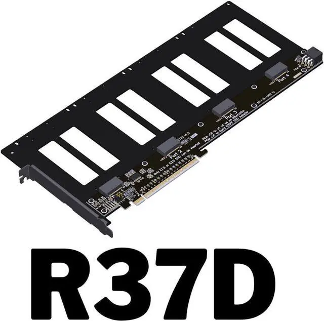 Alt view image 2 of 7 - ADT-R37 PCIe5.0x16 to 4-Port U.2/EDSFF Hard Disk Split Card 4x128Gbps 1 to 4 Expansion Adapter Compatible with Gen3/Gen4/Gen5 (R37D 5.0,to 4* E1.S/E3.S)