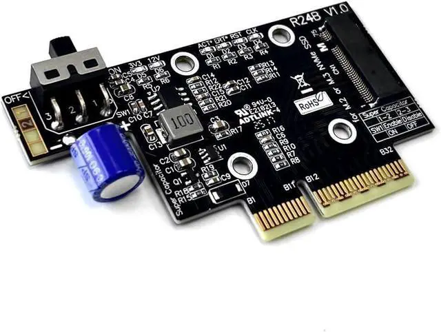 Alt view image 5 of 7 - ADT PCIe 5.0 x4 to M.2/M.3 NVME SSD Adapter Card 128G/bps with Bracket Compatible with M.2 NVMe 2230 2242 2260 2280 22110 SSD (R24B)