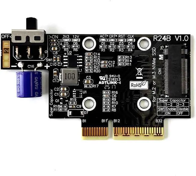 Alt view image 6 of 7 - ADT PCIe 5.0 x4 to M.2/M.3 NVME SSD Adapter Card 128G/bps with Bracket Compatible with M.2 NVMe 2230 2242 2260 2280 22110 SSD (R24B)