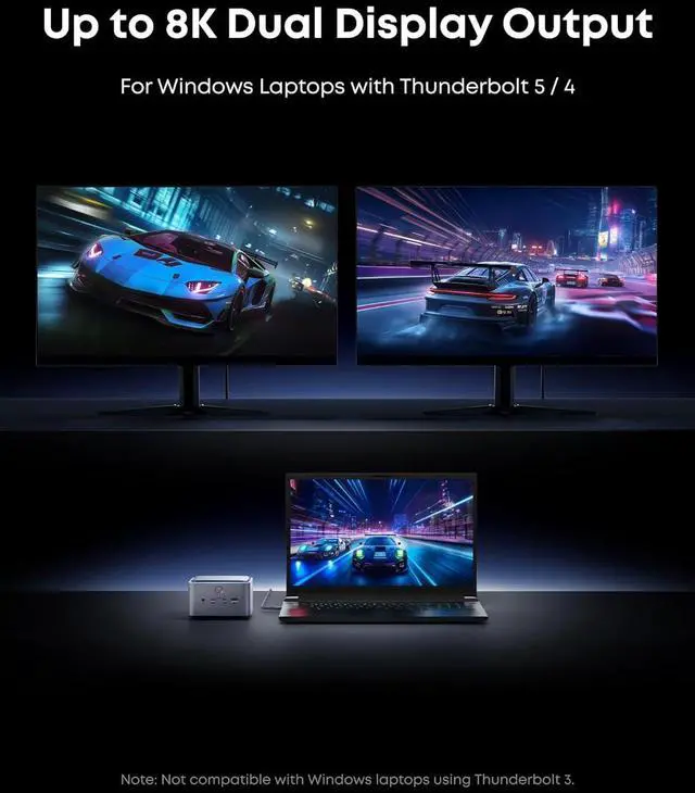 Alt view image 3 of 7 - Anker Prime TB5 Docking Station, 14-in-1 Thunderbolt 5 Dock with 120Gbps Max Transfer, 140W Max Charging, Ambient LED Lighting, Cooling System, Up to 8K Display for Thunderbolt 5/4 Laptops