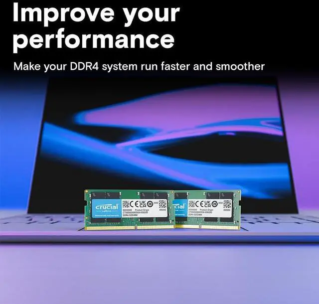 Alt view image 2 of 4 - 32GB DDR4 RAM 3200MHz (PC4-25600), Downclockable to 2933/2666MHz Laptop Memory, SODIMM 260-Pin CL22, Compatible with 13th Gen In-tel Core and A-M-D Ryzen 7000 - CT32G4SFD832A