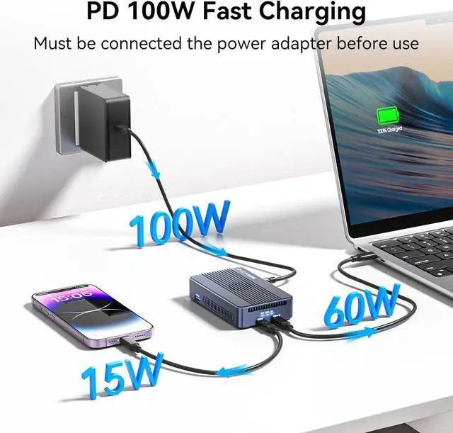 Alt view image 3 of 7 - ACASIS 40Gbps M.2 NVMe SSD Enclosure, Cooling Fan, Compatible Thunderbolt 4/3/USB 4.0, Tool-Free, Aluminum Dock Dual Monitor, Support Software RAID, 2 USBC 40Gbps for M1/M2/Windows