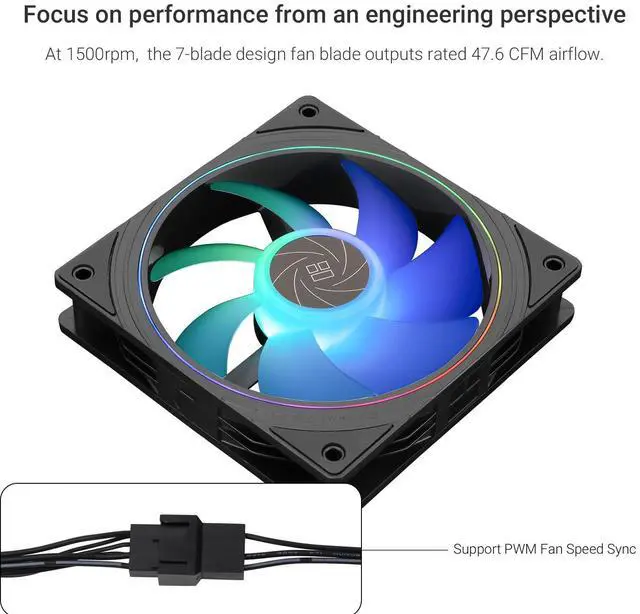 Alt view image 2 of 4 - Thermalright TL-S12-S X3 CPU Case 120mm Cooler Fan, 4pin PWM Silent Computer Fan Under 23.2dB(A) for Case CPU Liquid Cooler Quiet CPU PC ARGB Fans