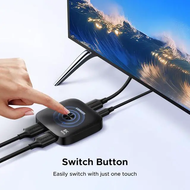 Alt view image 5 of 7 - HDMI 2.1 Switch 2 in 1 Out 8K@60Hz Ultra HD Supports 4K@240Hz 4K@120Hz VRR HDR10+ Dolby Atmos 48Gbps HDMI Switcher Compatible with Switch/Switch 2 PS5 Xbox Roku Firestick Apple TV