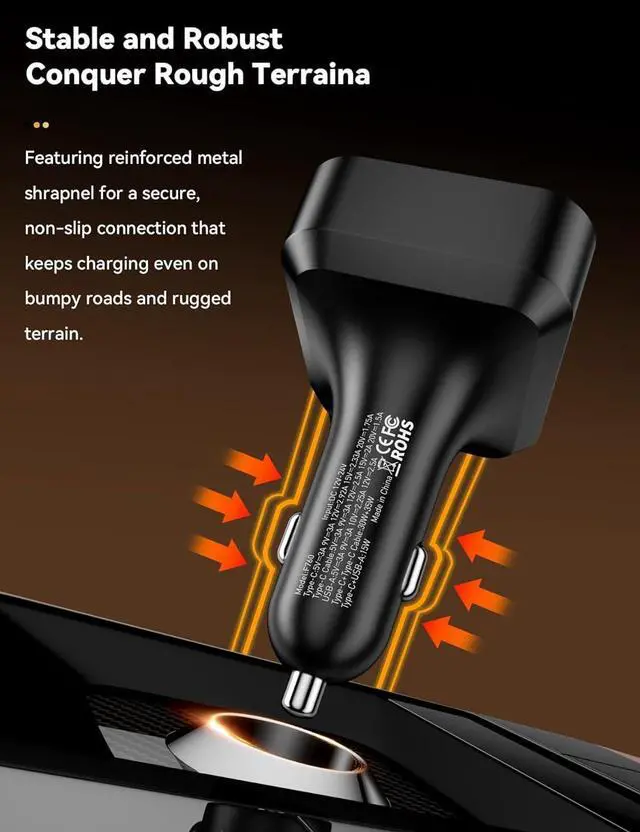 Alt view image 2 of 7 - Retractable Car Charger, ESSAGER 65W Fast Car Charger USB C Car Phone Charger with Retractable USB C Cable Car Charger Adapter for iPhone 16/15/14/13/12 Pro Max, Galaxy, Pixel
