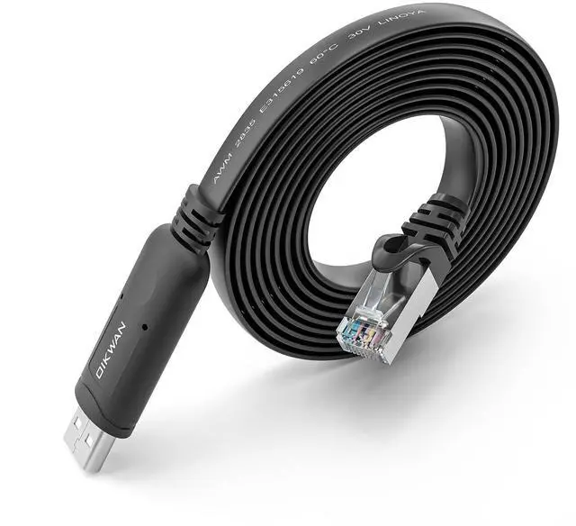 Main image of USB Console Cable UART Serial Cable Essential Accesory Compatible  Ubiquity, LINKSYS, Routers/Switches for Laptops in Windows, Mac, Linux Black,10ft