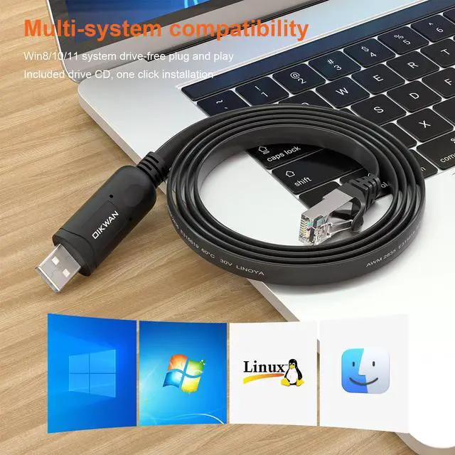 Alt view image 2 of 7 - USB Console Cable UART Serial Cable Essential Accesory Compatible  Ubiquity, LINKSYS, Routers/Switches for Laptops in Windows, Mac, Linux Black,10ft
