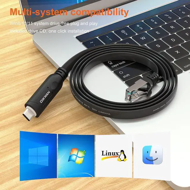 Alt view image 7 of 7 - USB-C Console Cable UART Serial Cable Essential Accesory Compatible Ubiquity, LINKSYS, Routers/Switches for Laptops in Windows, Mac, Linux(Black,10ft