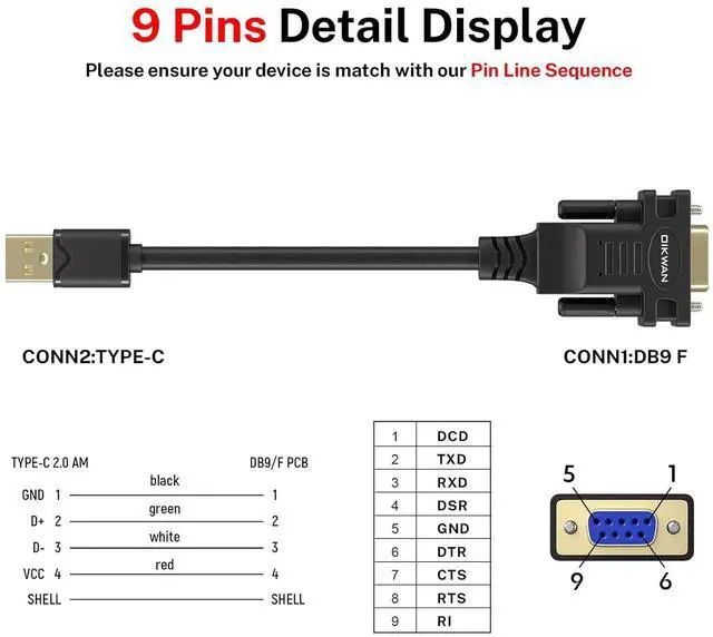 Alt view image 2 of 7 - 6ft USB to Serial Adapter,USB to RS232 DB9 Female Serial Cable with FT232 Chipset Supports Windows 11 10 8 7 Mac Linux