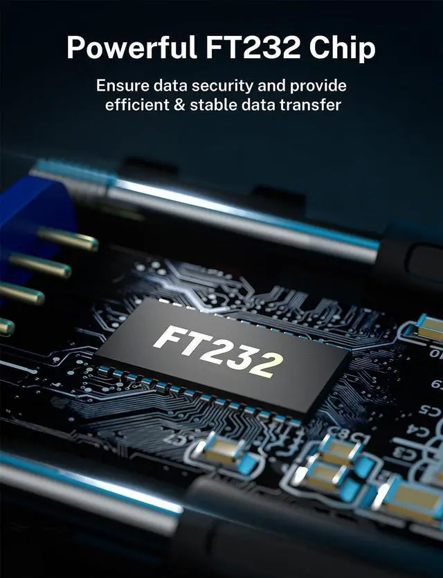 Alt view image 3 of 7 - 6ft USB to Serial Adapter,USB to RS232 DB9 Female Serial Cable with FT232 Chipset Supports Windows 11 10 8 7 Mac Linux