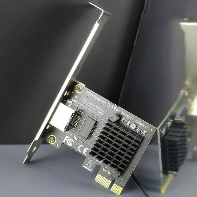 Alt view image 2 of 7 - LE8105 2.5Gb PCIe Network Card for Desktop PC, 2500/1000/100Mbps Giga-bit Ethernet RJ45 LAN Port, PCIE X1 Interface, Regular & Low Profile Bracket