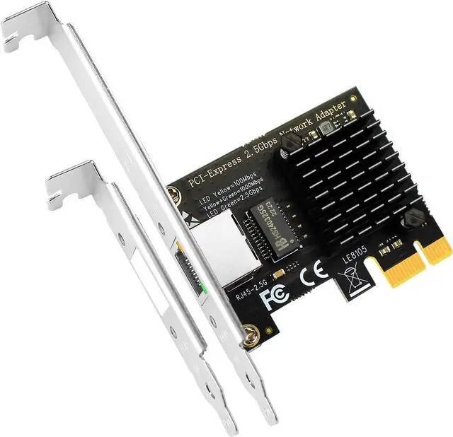Main image of LE8105 2.5Gb PCIe Network Card for Desktop PC, 2500/1000/100Mbps Giga-bit Ethernet RJ45 LAN Port, PCIE X1 Interface, Regular & Low Profile Bracket